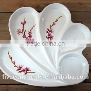 2015 New Decal Ceramic Flower Shape Divided Dinner Plate thumbnail-1