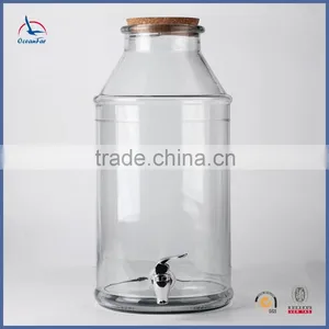 10.5L Recycled Cork Glass Water Dispenser Best Selling Large Glass Jar With Tap thumbnail-1