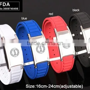 Noproblem P035 FDA Tiurmaline Germanium Bio Magnetic Stainless Steel Newest Fashion Silicone Bracelet thumbnail-3