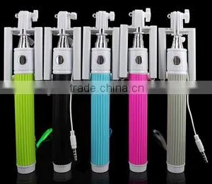2015 Foldable Self Portrait Handheld Wired Selfie Stick,Cable Take Pole Selfie Stick With Shutter Button thumbnail-1