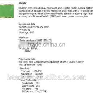 Wirelless Module GPS/GLONASS Module SIM68V SIMCOM thumbnail-1