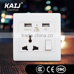 Difference Decorative Design PC Material Wall Mounted Multi Function Socket With 2 Usb Port thumbnail-3