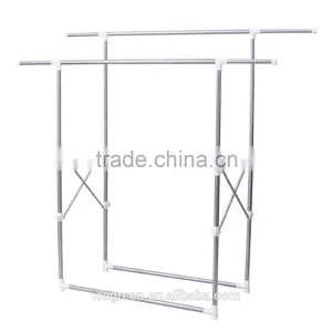 Foldable Double Rail Adjustable Hanging Garment Rack thumbnail-1