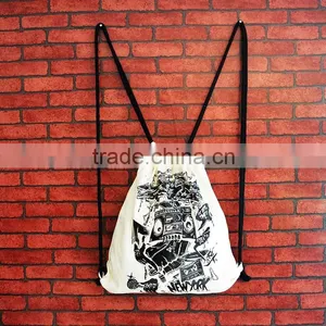 High Quality Rock Style Canvas Backpack,black and White Rucksack thumbnail-1