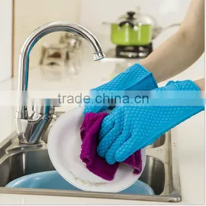 Heat Resistant Oven Mitts Pot Holders Silicone Cooking BBQ Grill Gloves / Silicone Oven Mitts for Oven Cooking thumbnail-2