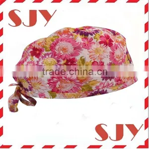 Flower Printed Women's and Men's Doctor Hat Wholesale Unisex Scrub Hat thumbnail-2