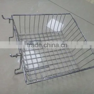 Iron Material Slatwall Gridwall Wire Display Basket thumbnail-2