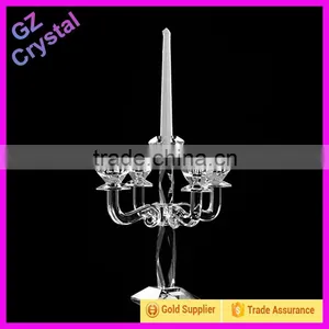 2015 New Design Candle Holder Glass 5 Arms Crystal Candelabra for Wedding thumbnail-1