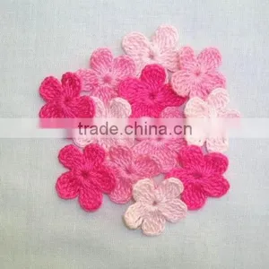 Crochet Pink Flowers Appliques,Embellishment,Cards,Mix,Multicolor thumbnail-2
