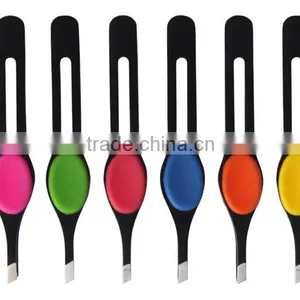 Paint Coating Eyebrow Tweezers With Silicon Grip thumbnail-1