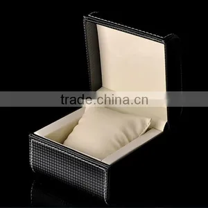 Black Weave Pattern PU & Wooden Watch Box Custom Made thumbnail-2
