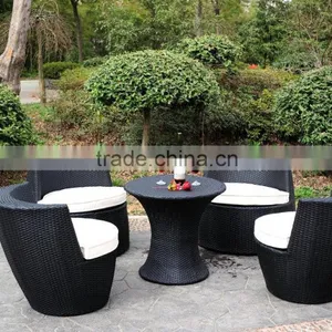 Wicker Sofa Set Black Bottle Shape Rattan Sofa and Ottoman thumbnail-1