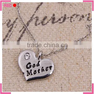 Stainless Steel Chain Necklace With Heart Pendant, God Mother Letters Necklace Wholesale thumbnail-1