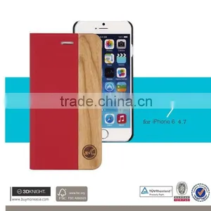 China Market Wholesale Cell Phone Case 4.7 Inch /wood Style for Iphone 6 Case Wallet / 4.7" Inch PU Leather Mobile Phone Case thumbnail-1
