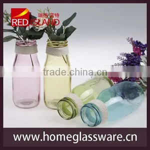 New Design Small Glass Milk Bottle Juice Bottle With String 11oz thumbnail-2