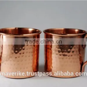 16 oz Solid Copper Hammered Moscow Mule Mug - Authentic Moscow Mule Mugs With Riveted Handle thumbnail-3