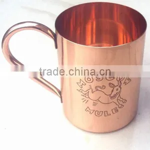 BPA FREE SMOOTH MOSCOW MULE 100% COPPER DRINKING MUGS WITH MOSCOW MULE ETCHING thumbnail-1