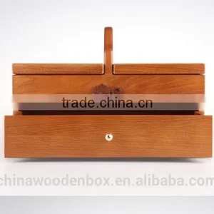 Refined Wooden Sewing Box With Lid thumbnail-3
