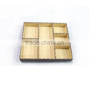 6 Compartments Leather Non Woven Fabric Desk Organizer With One Ring Holder thumbnail-3