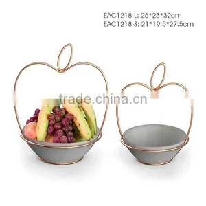 Apple Shape Metal Hanging Flower Pot Stand Concrete Flower Pot Fruit Pot thumbnail-3
