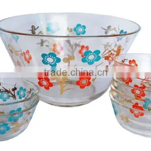 Heat Resistant Round Glass Bowl Set With Decal Logo thumbnail-1
