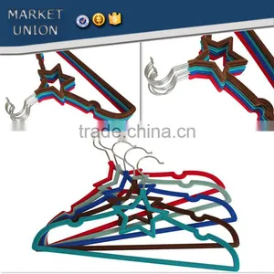Pentagram Shape Kids ABS Plastic Antiskid Velvet Hangers Flocking Clothes Hangers With Pulley,ABS,Nylon Villi,Chrome Plated Hook thumbnail-5