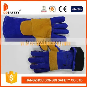 DDSAFETY 2017 Blue Reinforced Cow Split Welder Gloves With Full Jerey Lining thumbnail-1