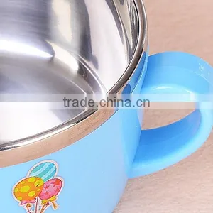 Color Stainless Steel Serving Soup Baby Bowl With Lid Kids Suction Bowl thumbnail-2