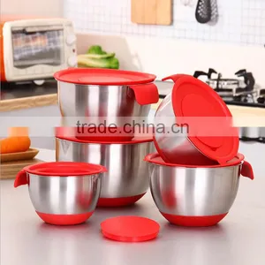 Wholesale Non-slip Stainless Steel Mixing Salad Bowl With Spout thumbnail-4