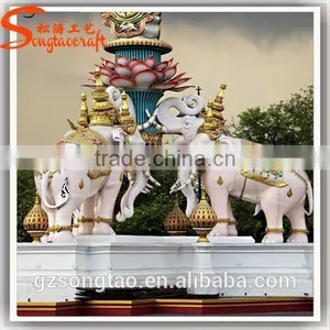 Great Quality of Outdoor Decoration Equipment Life Size Fiberglass Thailand Elephant Statue thumbnail-3