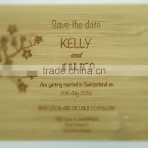 Custom Wooden Wedding Invitation Card Engraved thumbnail-1