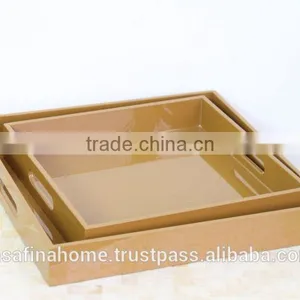Set of 2 Colored Lacquer Serving Trays thumbnail-1