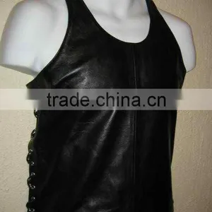 Leather Muscle Tank Lined T-Shirt thumbnail-1