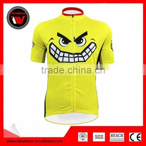 2014 Smile Face Cycling Short Sleeve Jersey Mens Yellow Caroon Bike Shirt Top thumbnail-1
