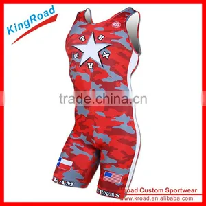 Wholesale Cheap Sublimated Men's Wrestling Singlets in China thumbnail-1
