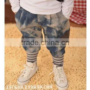 2016 New Style Autumn Korea Style Kids Leather +jeans Pants thumbnail-1