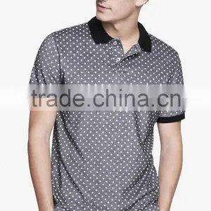 2015 New Design Custom Cotton Circle Dot Print Mens Polo Shirts Apparel Wholesale thumbnail-2