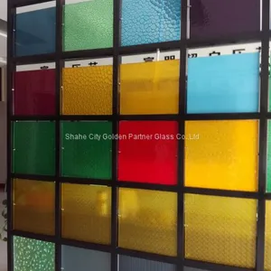 4mm 5mm Green, Blue, Red,yellow Color Decorative Art Glass,Emboossed Glass thumbnail-1