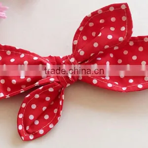 Latest Fancy Elastic Soft Stripe Cotton Bow Tie Custom Children Headband Rabbit Ears Bowknot Hair Tie Headband thumbnail-5