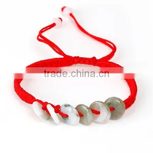 Green Round Polyester & Jade Kabbalah Red String Braided Friendship Bracelets thumbnail-1