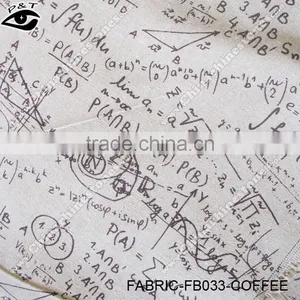 Math Equation Coffee Color Printed Linen Fabrics thumbnail-1