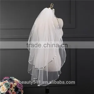 2017 Wholesale Bridal Veils Hot Sale Short Elegant Bridal Wedding Veils Fashionable Short Tulle Wedding Bridal Veils HL32 thumbnail-1
