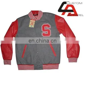 Mens Black Varsity Jacket With White Leather Sleeve Custom Printed Bomber Jacket thumbnail-4
