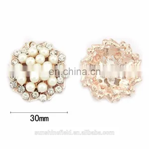 Graceful Alloy Rhinestone Button With Pearl for Accessories Clear With Golden Plating thumbnail-2