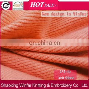 Winfar Knitting Polyester Spandex Plain Dyed Rib Fabric For Lady Garment thumbnail-1