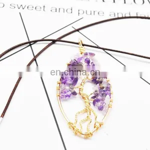 2017 Hot New Natural Gravel Geometrical Irregular Tree of Life Rich Tree Crystal Necklace thumbnail-3