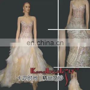 EB718 Exotic Crystal Bodice Delicate Beading Wedding Dress Two Pieces Fluffy Bridesmaid Dress thumbnail-1