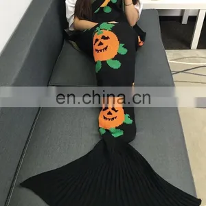 New Arrival Warm Soft Sofa Blanket Knitted Mermaid Tail Blanket thumbnail-3
