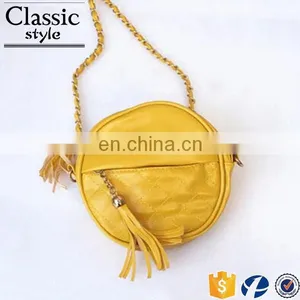 CR Fast Delivery Styling Elegant Round Shape Tassels Zipper With Long Chain Women Purse Red Crossbody Shoulder Bag thumbnail-3