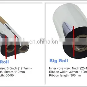 Barcode Ribbon, Thermal Transfer Wax Ribbon for Printing on Labels Size 110mm*300m thumbnail-3